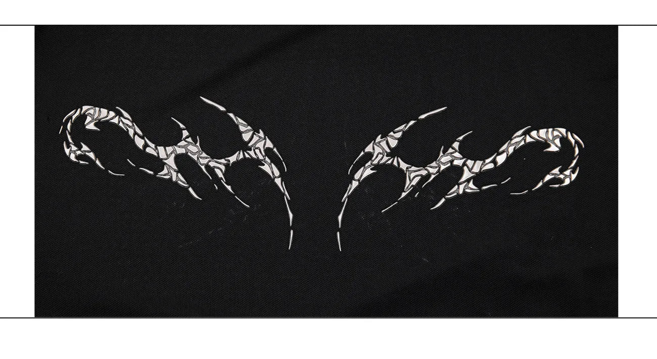 Black and white long sleeve mesh slim fit shirt laid flat, showing mesh fabric texture.
