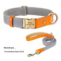 Small dog mohair neck collar and attached traction rope in Mo Landi green with lettering detail.