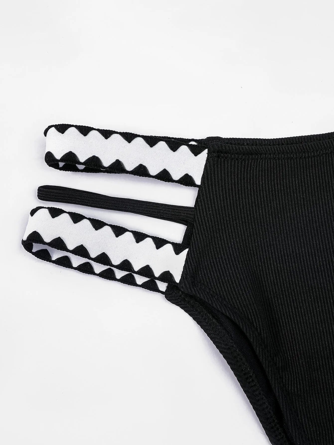 Black women's swimsuit bikini with hollowed-out split design and briefs style
