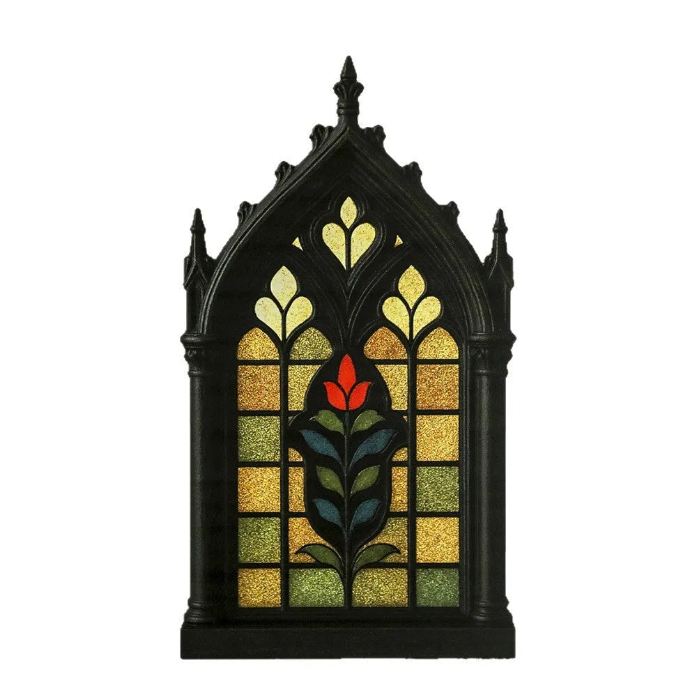 Black wooden gothic door frame wall hook for keys, 34cm tall