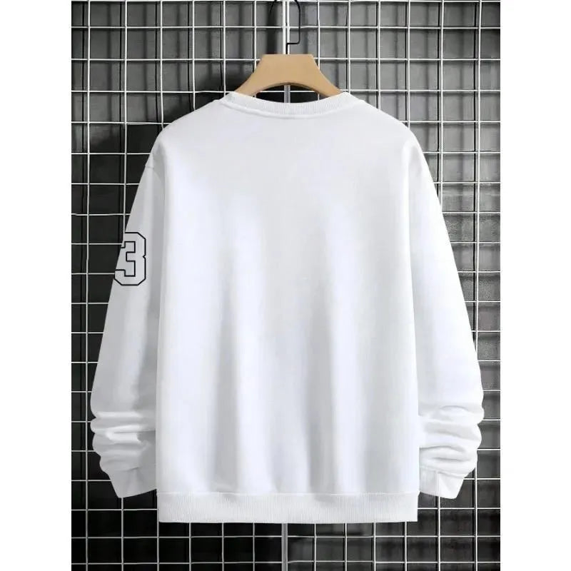 Men's art letter design fleece sweatshirt in pullover style available in four colours