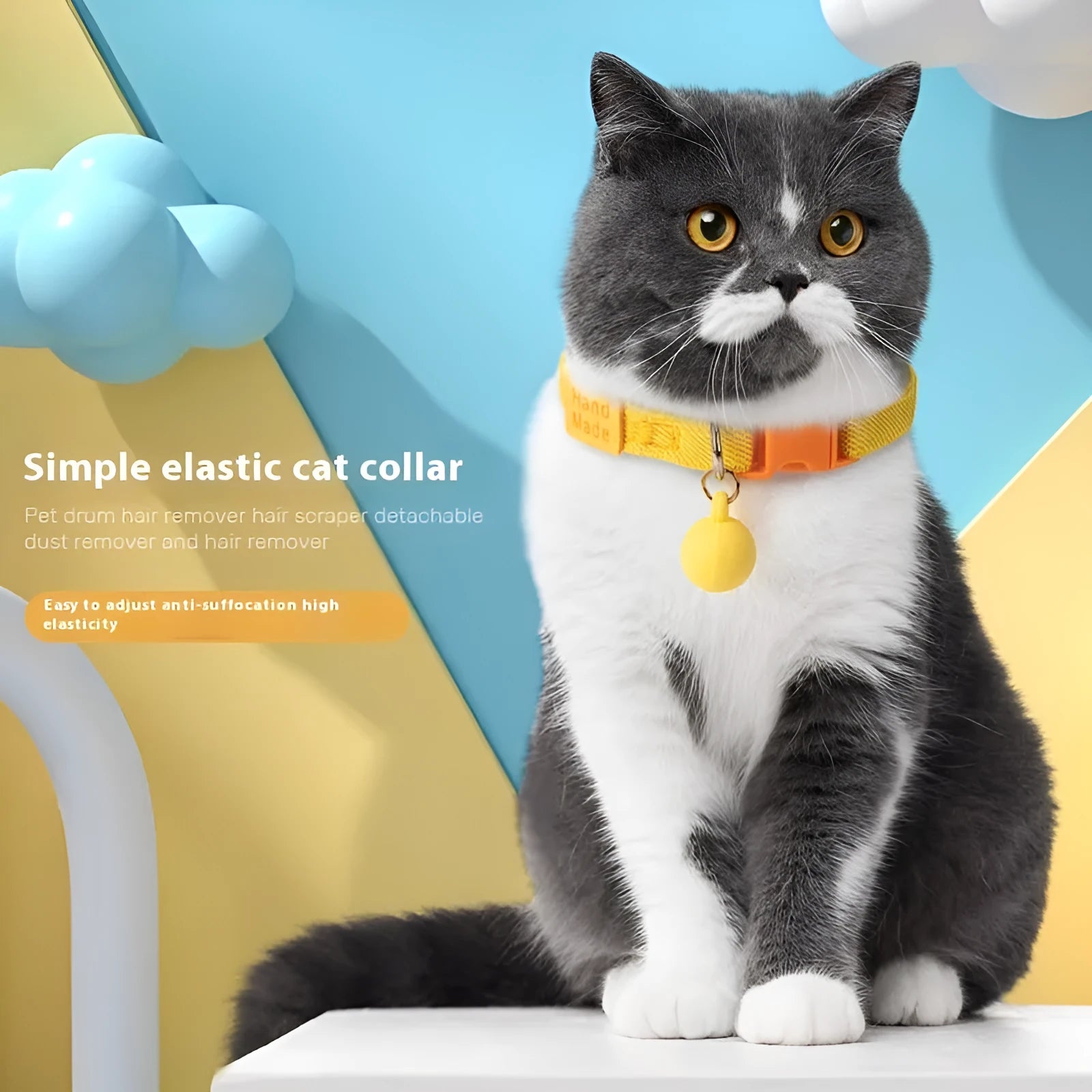 A simple, solid-colour elastic pet collar for small dogs, laid flat on a surface.