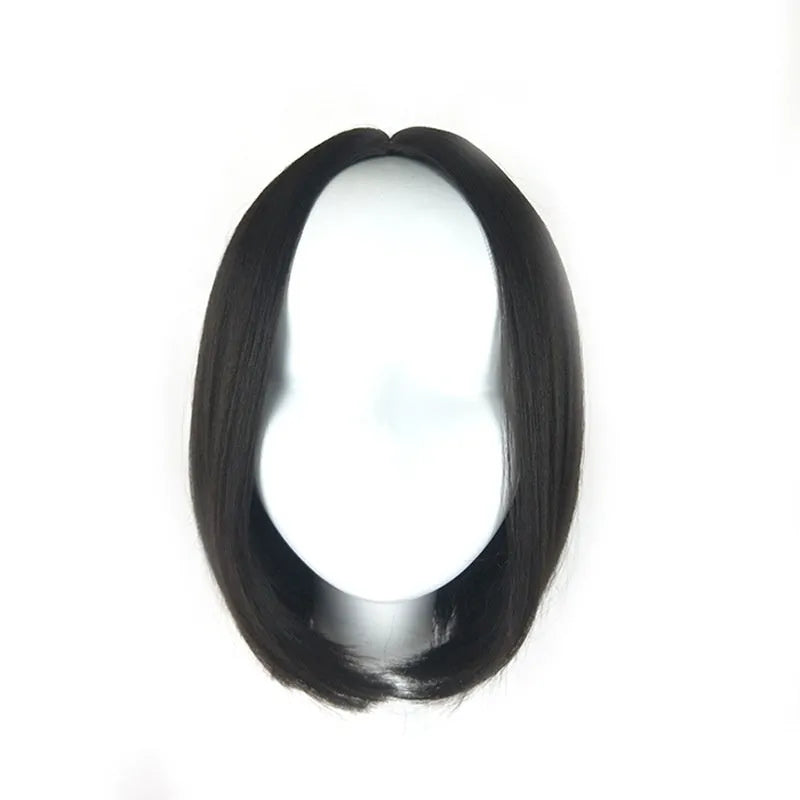 Short bob wig for women in black with starfish pendant and glass beads