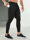 Polyester fibre fitness training running cycling bottoming pants in Army Green, loose fit, side view on mannequin
