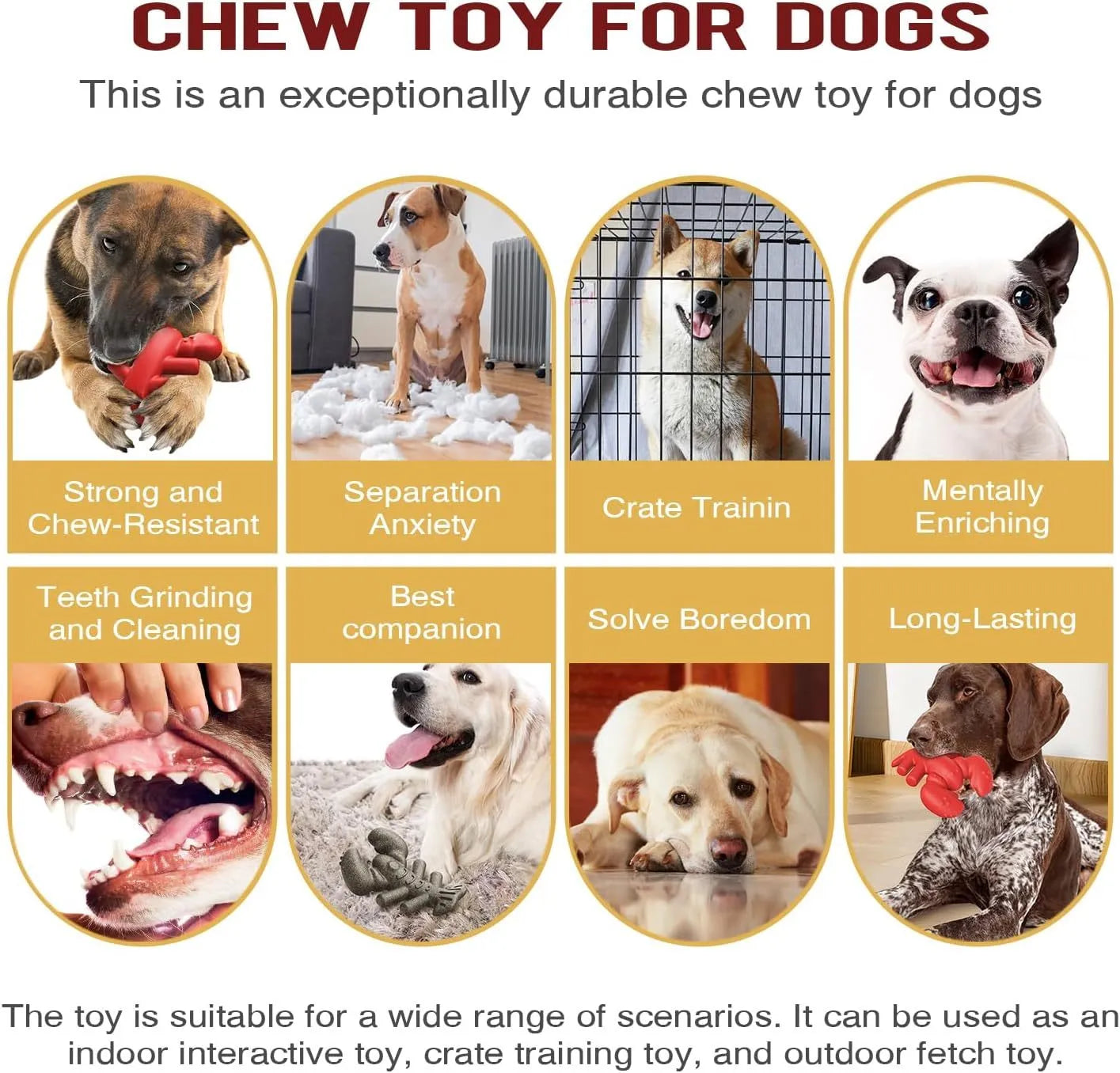 Red heavy-duty nylon chew bone toy for large breed dogs on a plain background