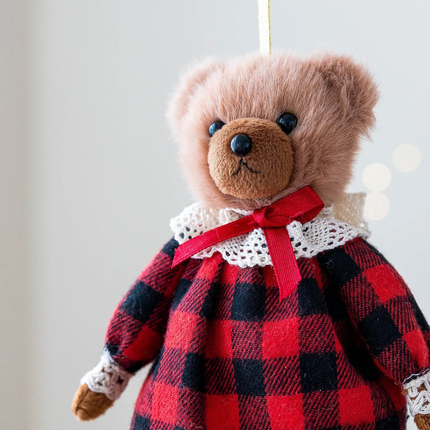 Princess and gentleman plush bear doll couple in cotton suit and plaid cloth