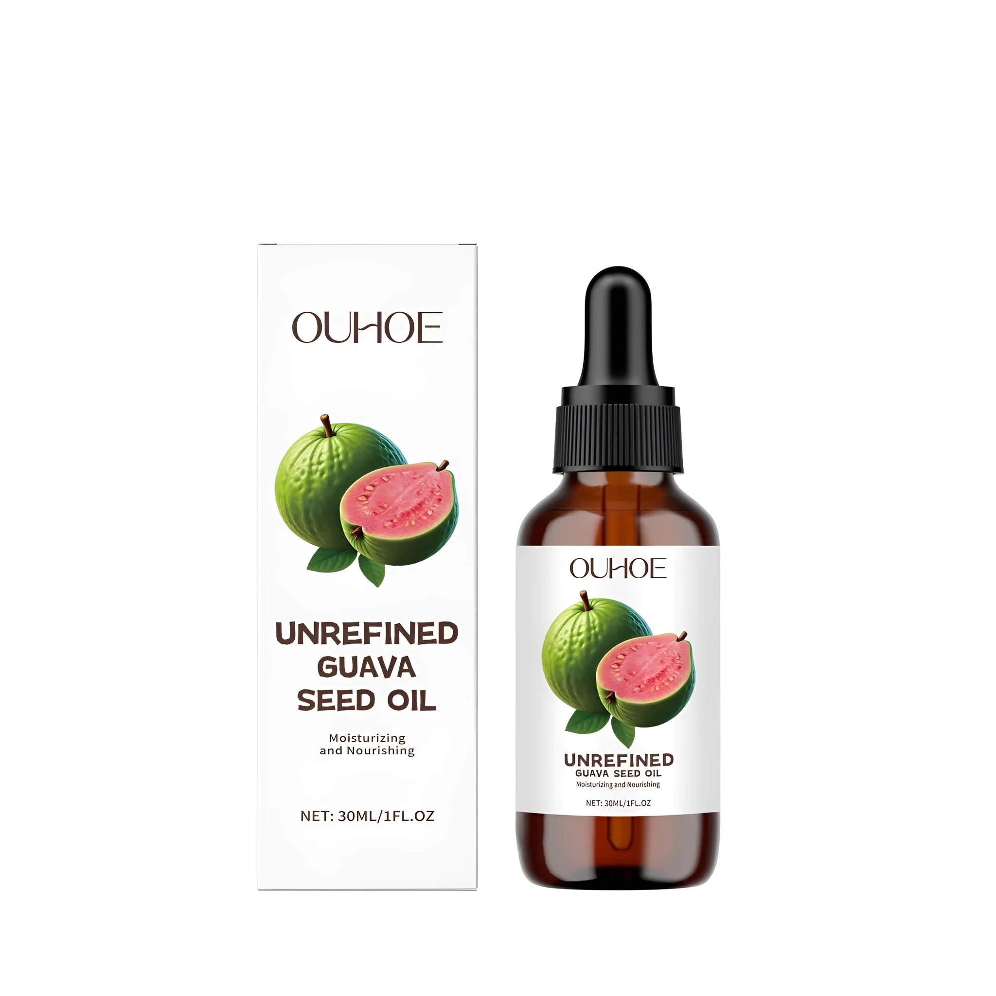 30ml bottle of guava seed oil facial serum with a dropper