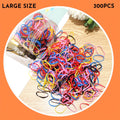 Assorted colourful TPU baby hair ties in a reusable plastic container.