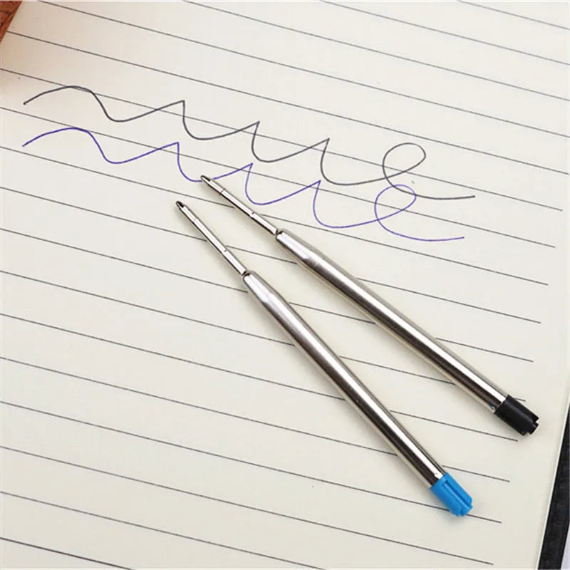 Full metal pocket ballpoint pen with black refill and two spare refills