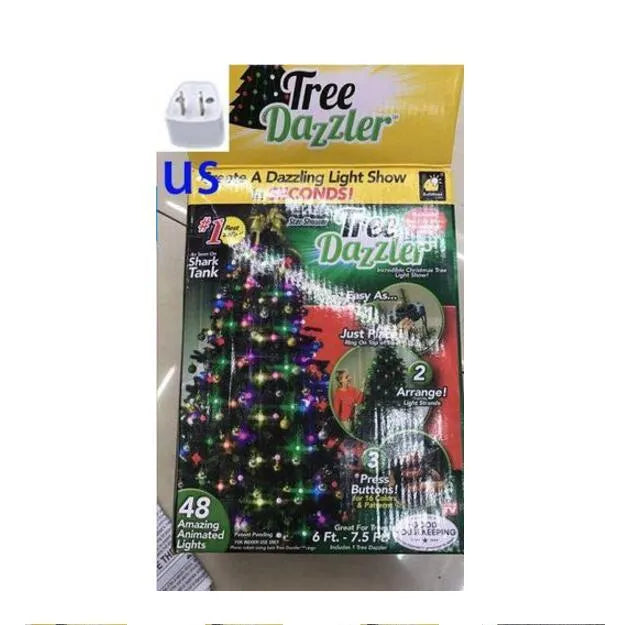 64 LED Christmas tree light string measuring 1.8 metres with button control for dimming and colour changing