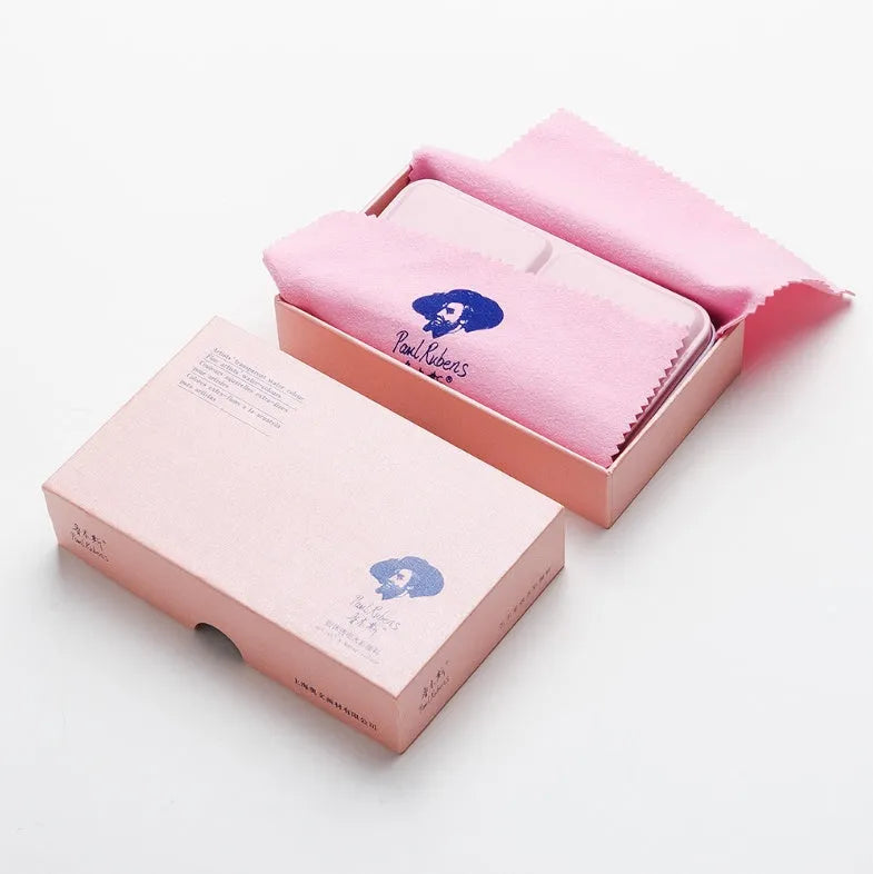 Solid watercolour paint set with pearl finish showing 12 and 24 colour options.