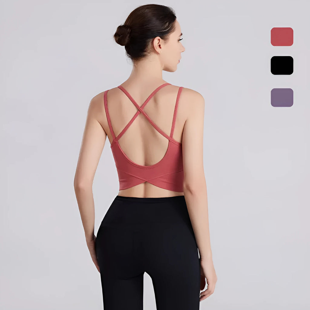 Women's nylon high-stretch long sleeve yoga fitness top in black, pink, and purple