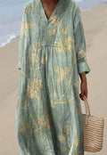 Women's casual long sleeve shirt dress with 3D floral print, princess cut, and wide waist.