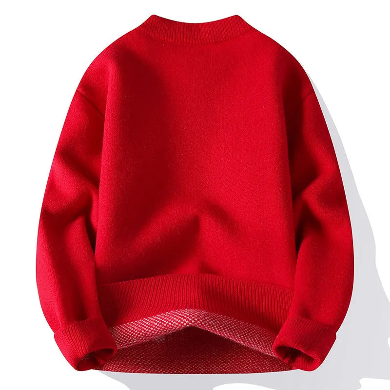 Men's loose ribbed knit pullover in rabbit fur blend fabric available in multiple sizes