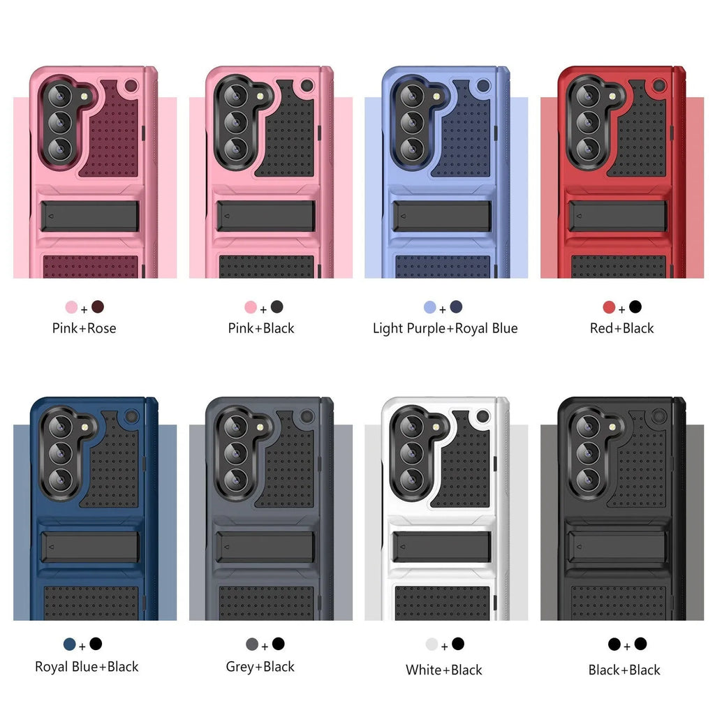 2-in-1 drop-resistant phone case for Samsung Z Fold 5 6 Z Flip 3 4 5 6 in Black and Grey, TPU PC hard case