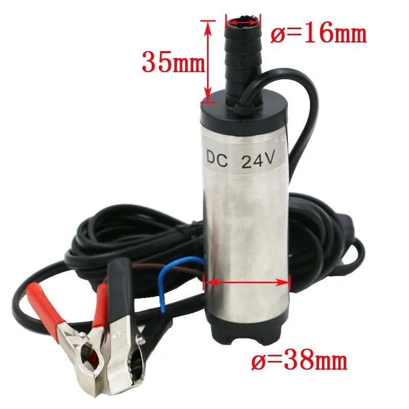 12V 24V electric submersible diesel fuel pump with stainless steel shell and 3-metre power wire