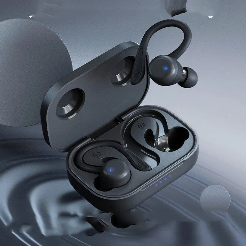 True wireless sports earbuds with hanging ear design and removable ear hooks in five colour options