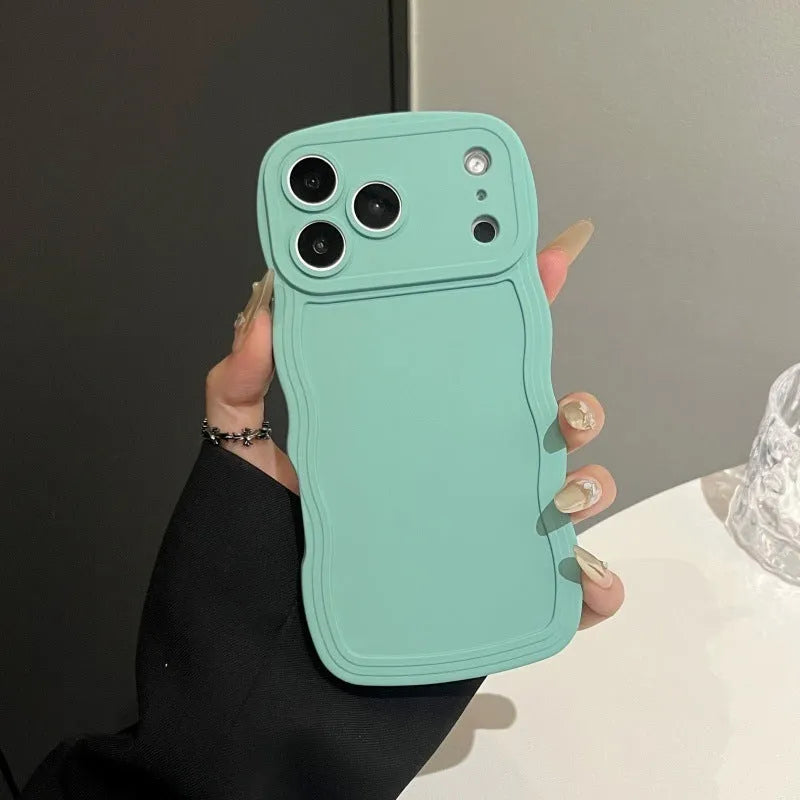 Antique white liquid big wave TPU phone case with embossed texture for iPhone