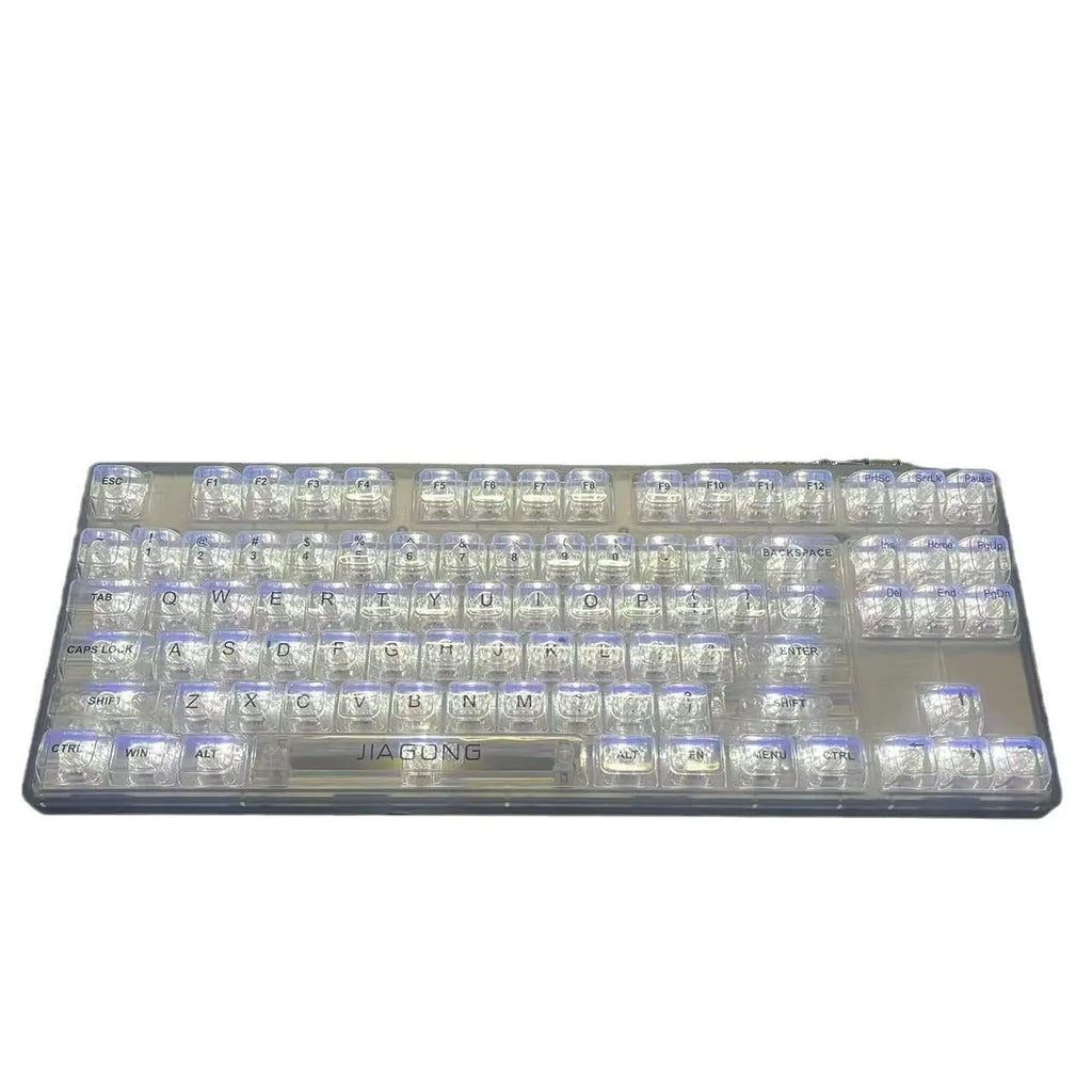 Universal transparent mechanical keyboard keycaps 132-key full set showing backlight compatibility