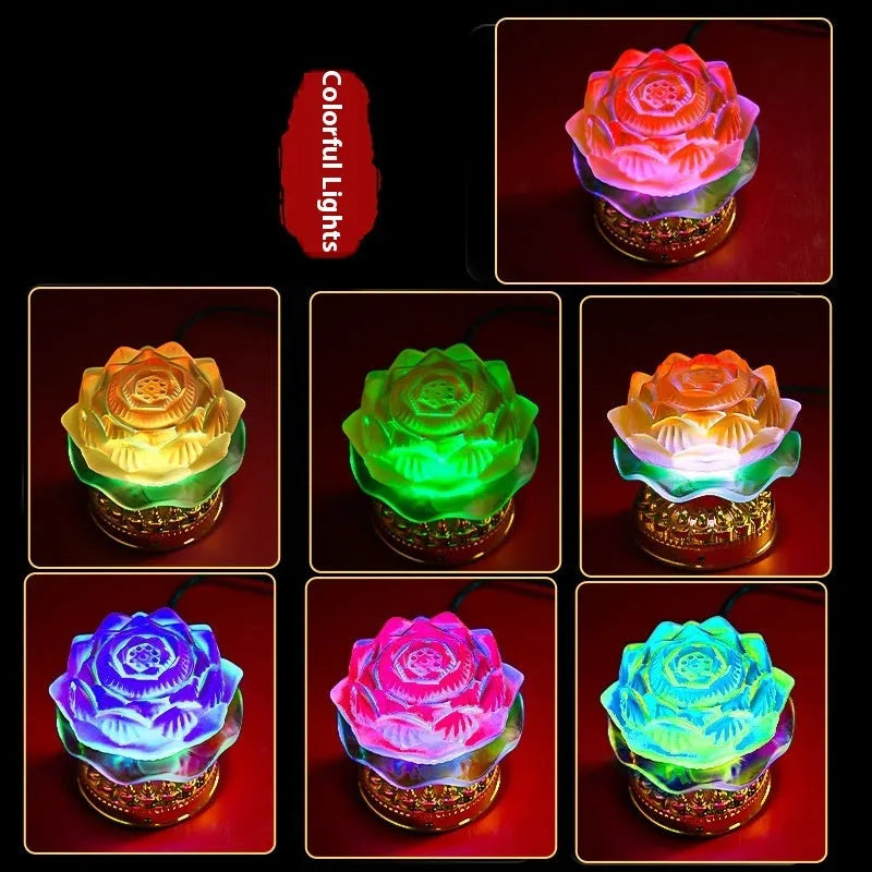Chinese style yellow lotus lamp for Buddha front household shrine decoration