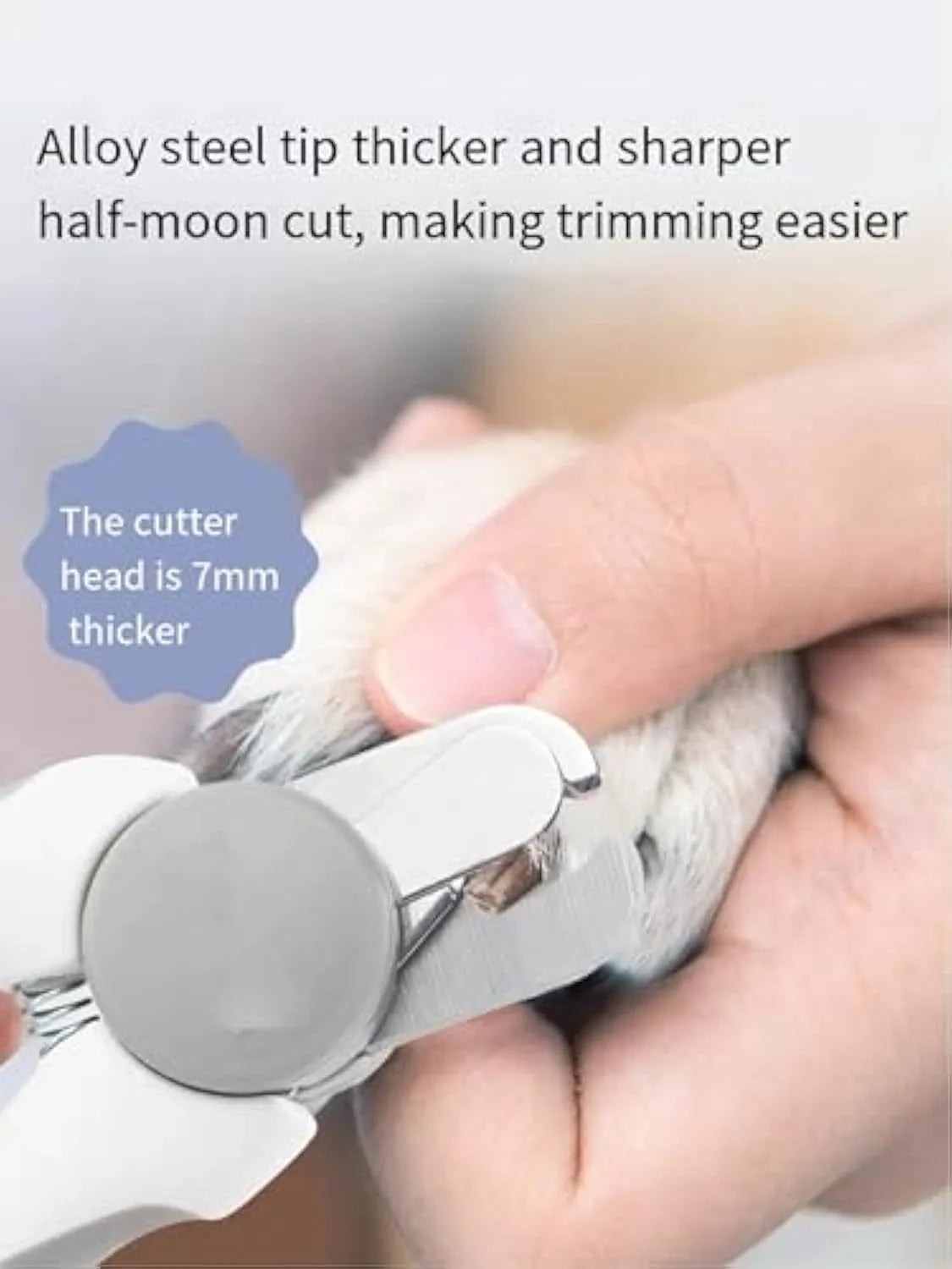 Blue heavy duty dog nail clippers with a safety guard on the blade, for large breed thick nails.
