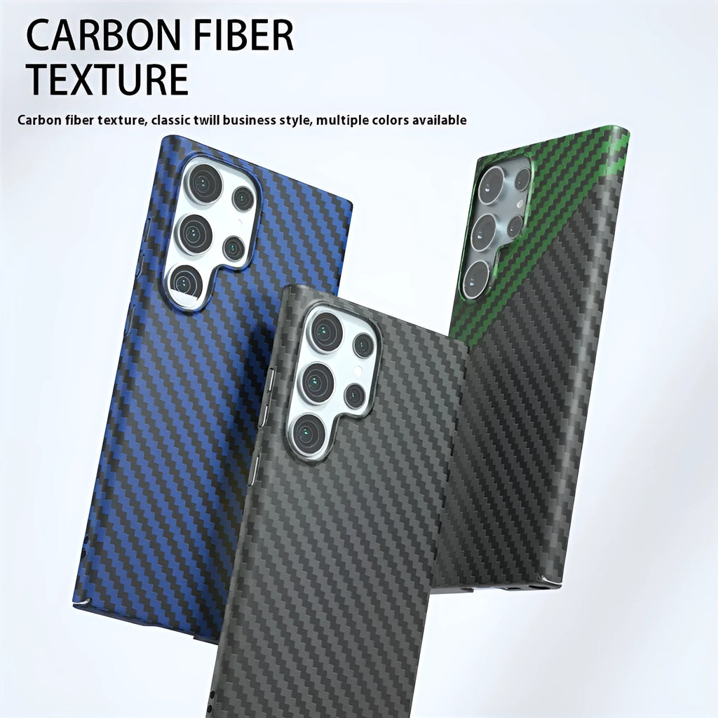 Water sticker carbon fiber PC hard shell phone case for Samsung S23, frosted finish, black colour