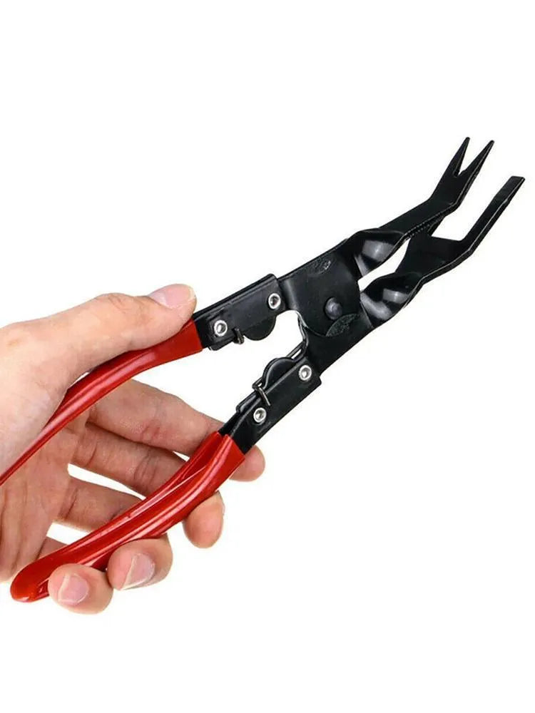 Blue steel car interior clamp removal pliers showing 235mm length and 32mm head dimensions