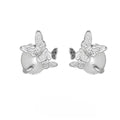 Butterfly motif sterling silver ear studs with electroplated gold or white gold colour finishes