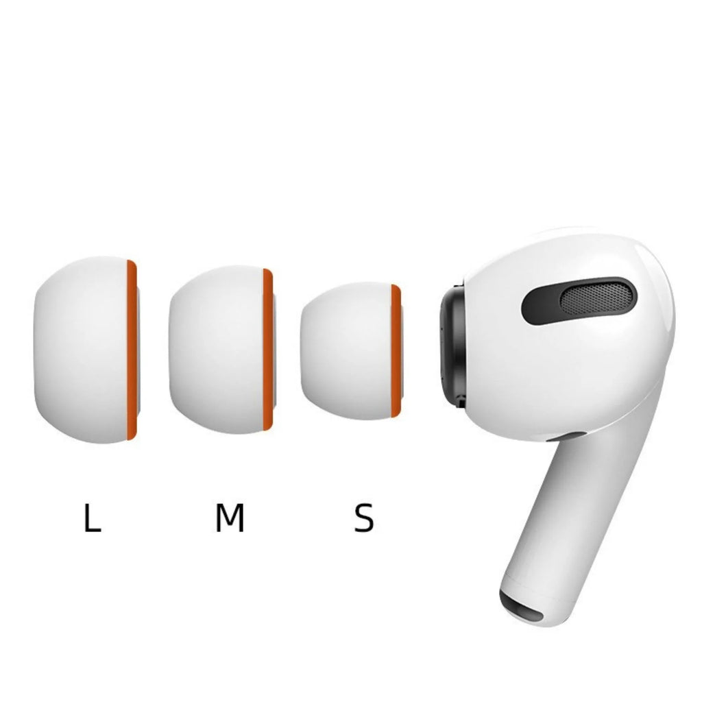 Orange white double layered noise reducing earplug sleeves for headphones made of silicone and memory cotton