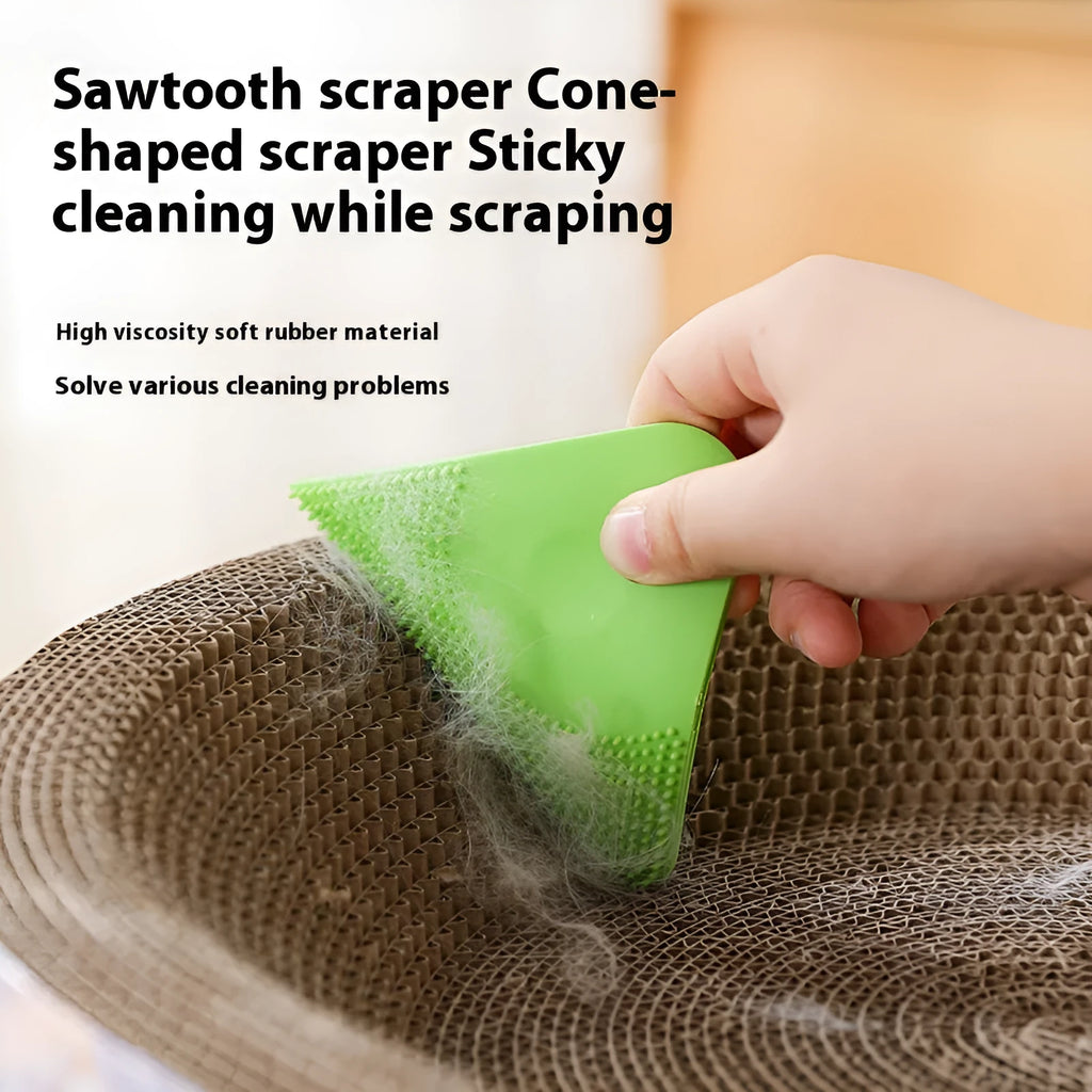 PTE pet hair scraper brush with bristles for grooming and a flat edge for cleaning fabrics, shown in avocado green colour.