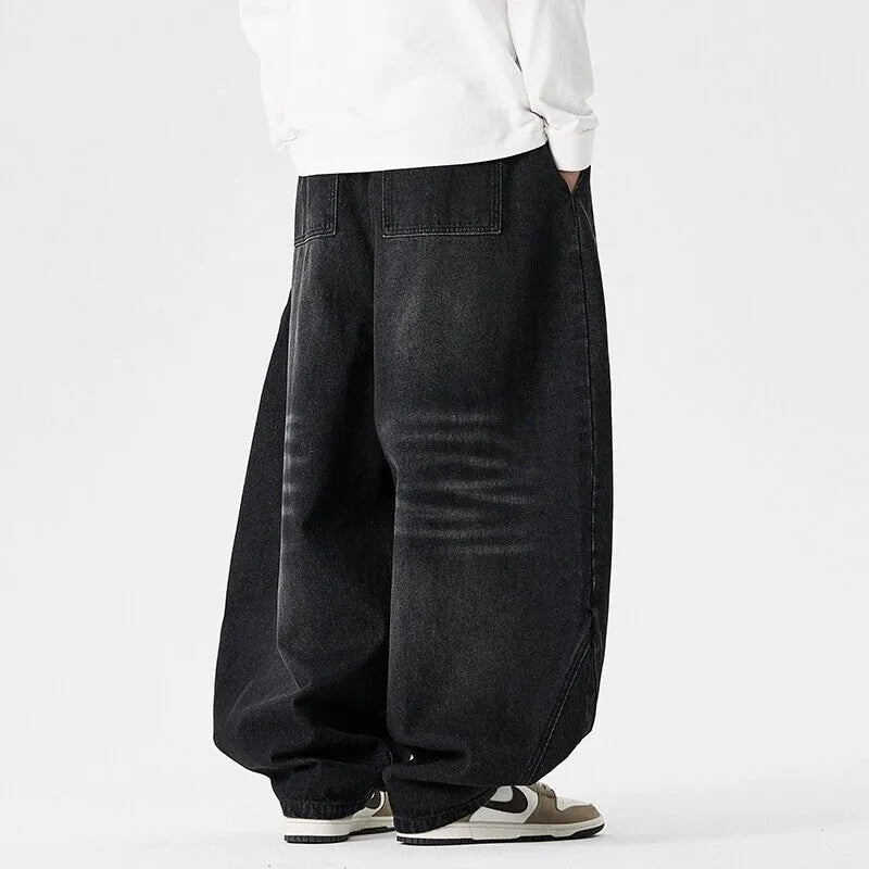 Men's plus size wide leg jeans in cotton denim available in three colours