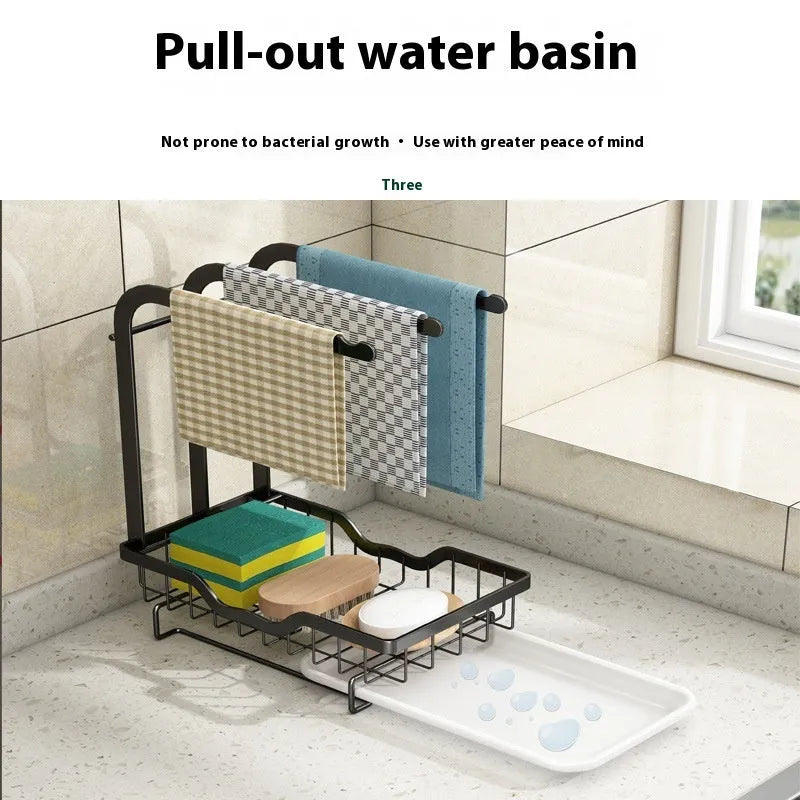 Foldable plastic kitchen storage rack in new Chinese style for wall or counter use.