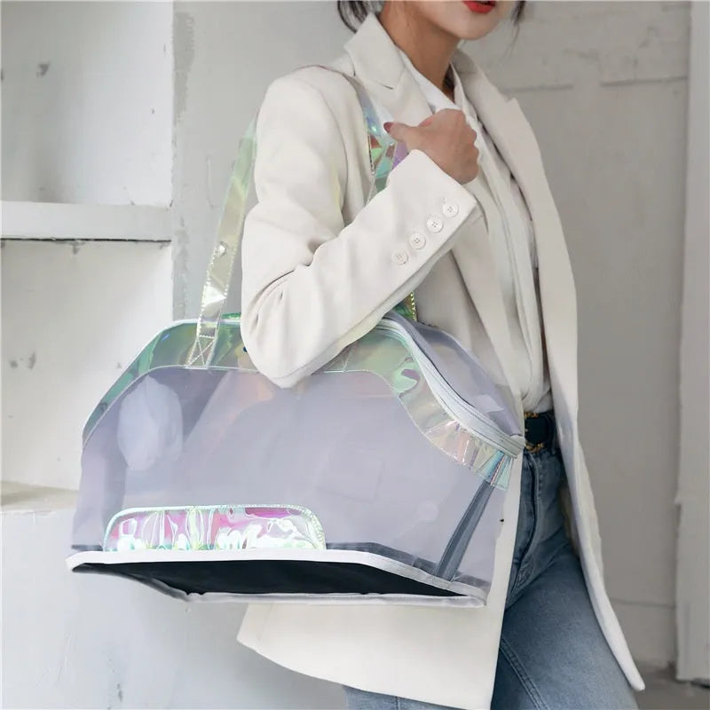 Leather cat outing carry bag in a solid colour with 25 litre capacity.