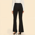 High waist flared black cotton blend trousers for women, sizes M to 3XL, front view