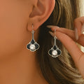 Retro creative women's electroplated alloy earrings with silver finish for fashion OL style