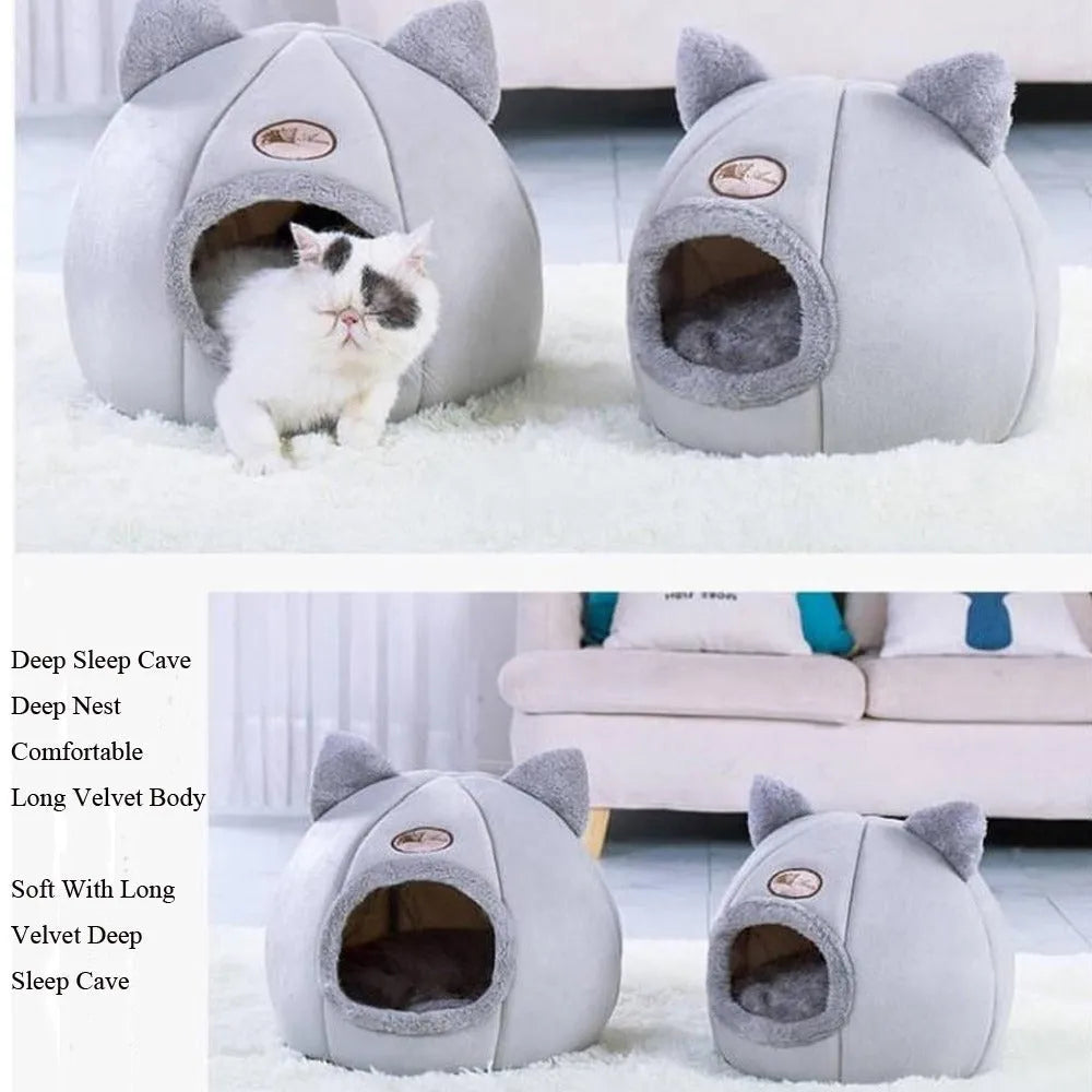 Fully enclosed cat winter house sofa bed in XL size with removable cushion