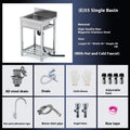 Thickened stainless steel vegetable washing basin with brushed finish and deep groove reinforcement, single sink design