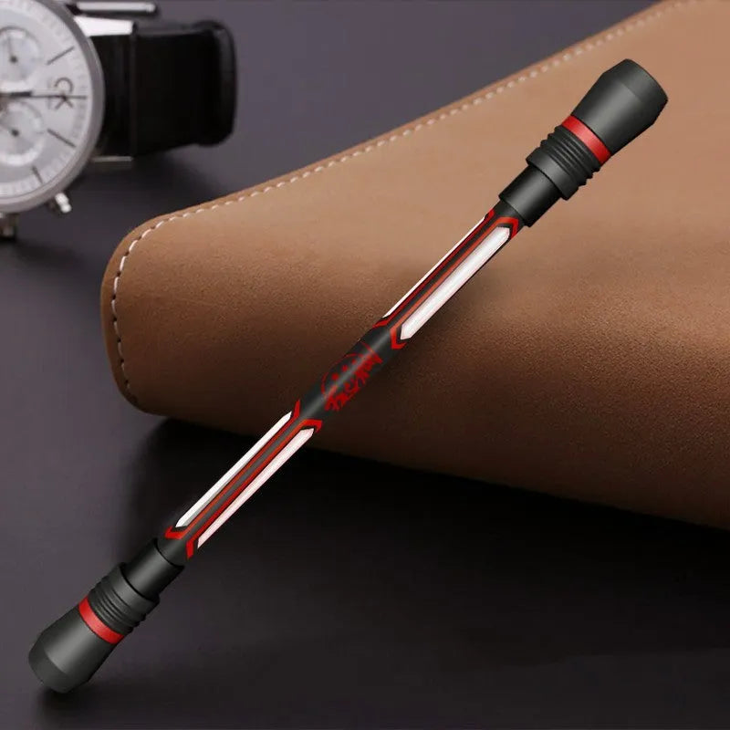 Frosted silica gel anti-slip grip spinning pen with 0.35mm tip shown on white background.