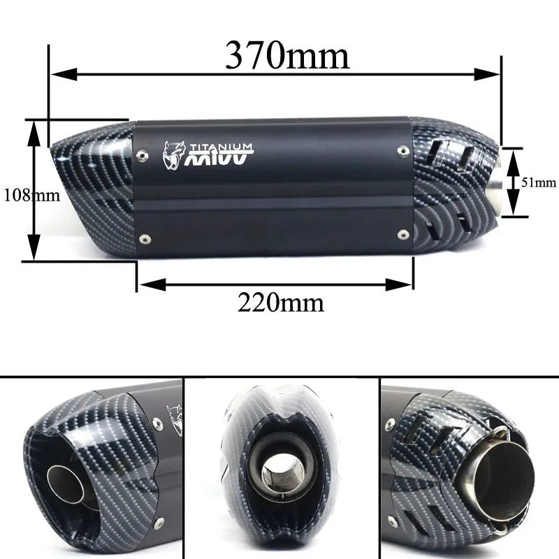 Stainless steel small hexagonal motorcycle exhaust pipe modification with 51mm connection