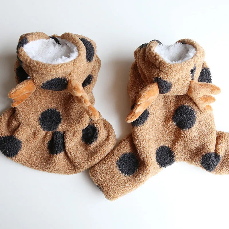Polka dot pattern pet clothing for dogs and cats in skirt or four leg styles
