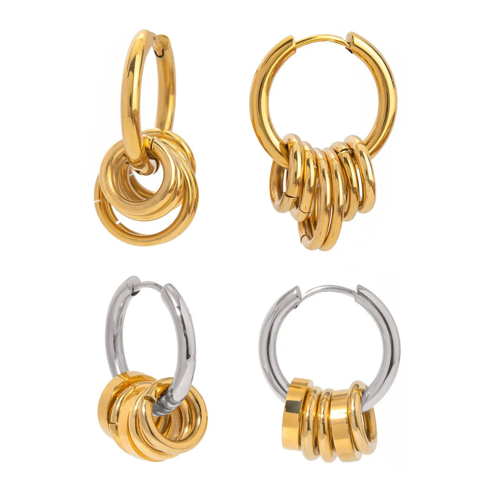 Stainless steel electroplated earrings in ins style with colour-matched design