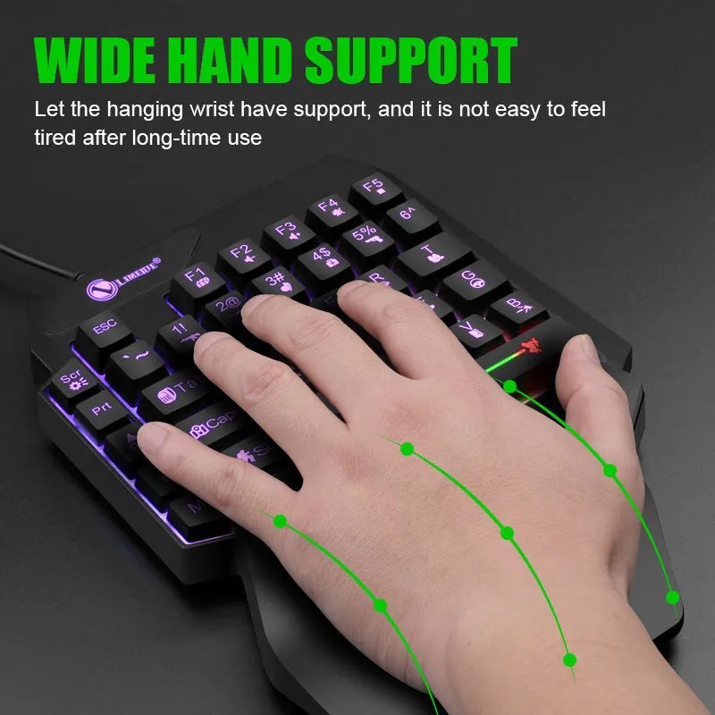 GK103S one-handed luminous gaming mechanical keyboard with mouse converter and 1.2m cable