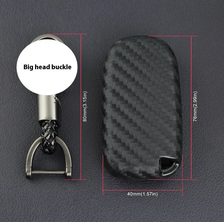 Black silicone key case with carbon fibre pattern for Dodge Chrysler Fiat remote key fobs.