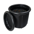 Black inflatable portable ice bath tub with weather lid and accessories for cold water therapy