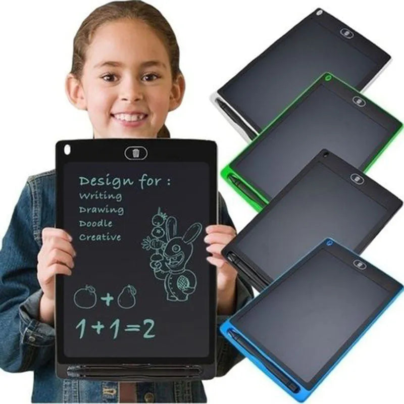 8.5 inch LCD electronic drawing board writing tablet in blue with pen, one-button lock and clear screen functions