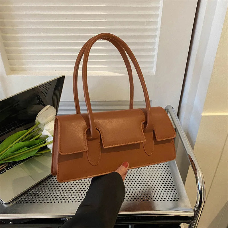 Women's small square PU shoulder bag with internal document pocket in four colour options