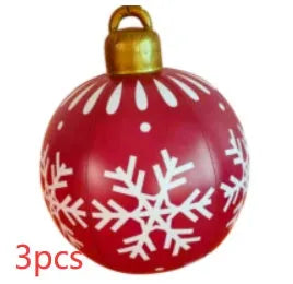 Large 60cm diameter inflatable PVC Christmas ball decoration for outdoor tree hanging
