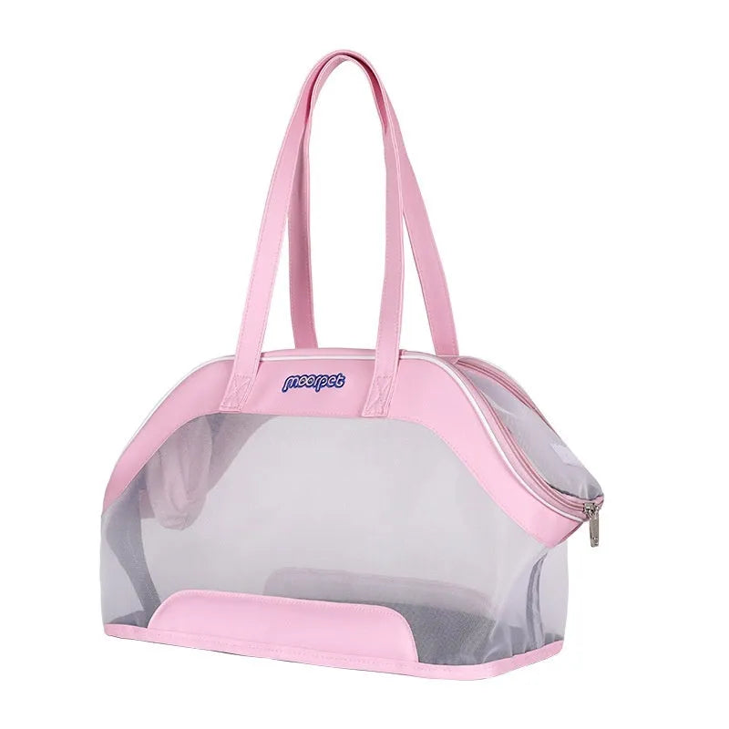 Leather cat outing carry bag in a solid colour with 25 litre capacity.