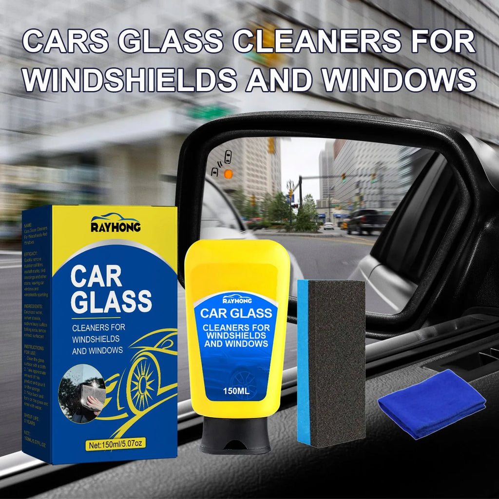 150ml windshield automotive detergent bottle with sponge and microfibre cloth for car glass cleaning
