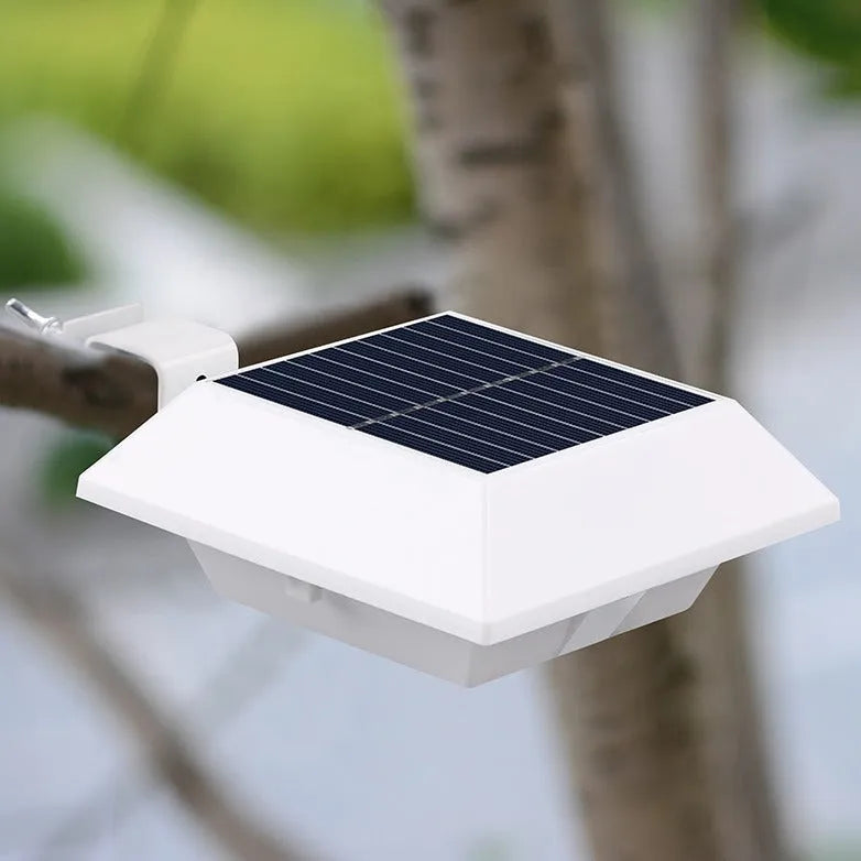 12LED solar panel light with IPX4 waterproof rating, compact 120x50mm design, black shell with warm light option